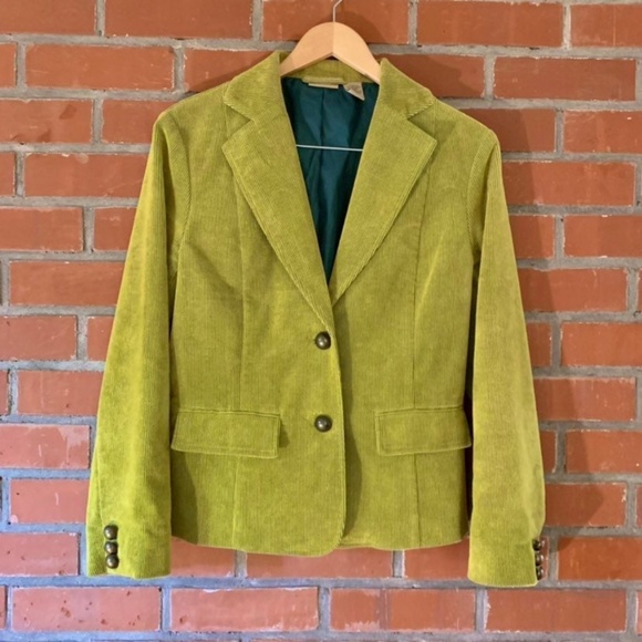 Chartreuse and emerald corduroy blazer - Picture 1 of 5